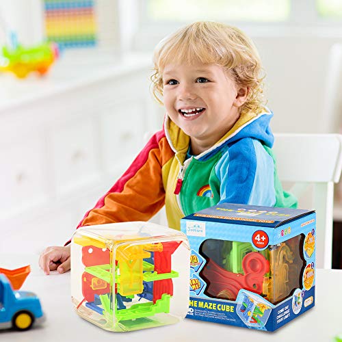3 otters 3D Puzzle Maze Cube, 72 Obstacles Puzzle Cube Interactive Maze Game with Education Toy for Kids Adults