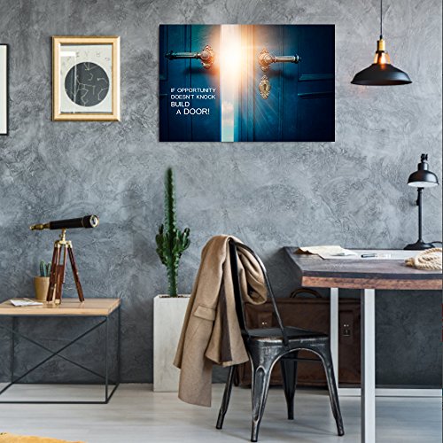 Visual-Art-Decor-Success-Inspiration-Quote-Canvas-Wall-Art-If-Opportunity-Doesnt-Knock-Build-a-Door-Motivation-Motto-Framed-Giclee-Prints-Home-Office-Decoration-W-32-xH-24