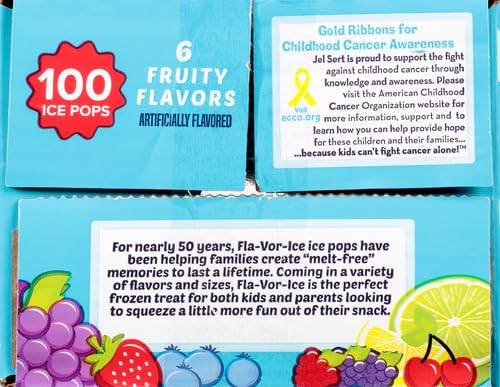 FLA-VOR-ICE POPSICLE VARIETY PACK OF 1.5 OZ FREEZER BARS, ASSORTED FLAVORS, 100 COUNT