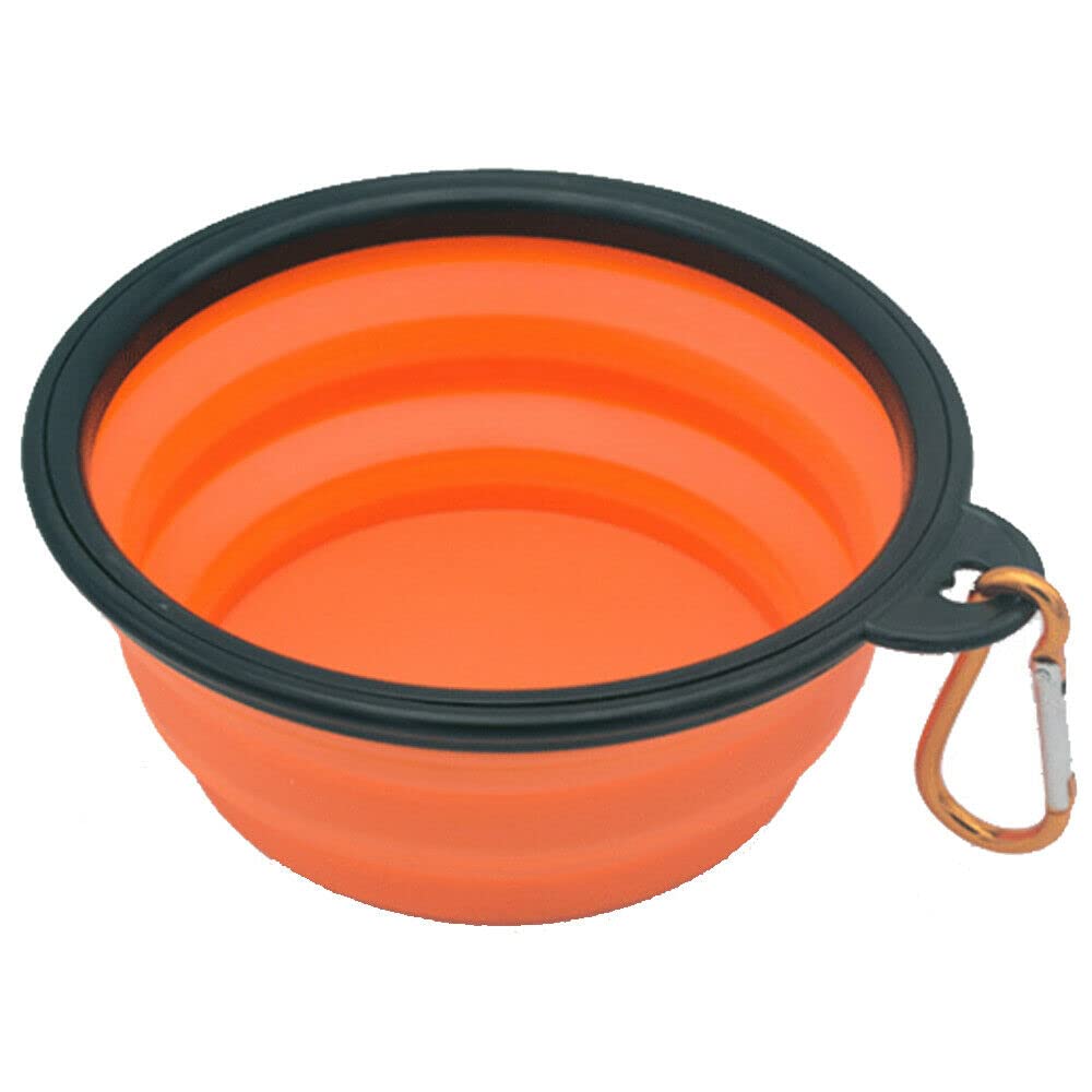Camping Bowl Collapsible Dish Foldable Travel Portable Pop Up Silicone Hiking Walking Outdoor (Orange) — image 1