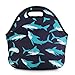 Violet Mist Womens Cute Reusable Neoprene Lunch Bag Insulated Lunch Box Thermal Shark Lunch Bags Tote Waterproof Animal Food Handbags Meal Prep Lunchbags Travel Work Gift for Women Men Adult