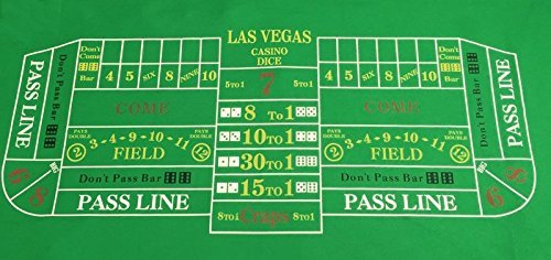 Crap's HUGE LAS VEGAS FELT - 6FT BY 3FT + PAIR OF BLUE DICE