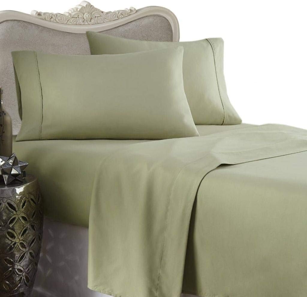 Percale - 1000 Thread Count Egyptian Cotton (Not Microfiber Polyester) Duvet Set & 2 Shams, 1000Tc, King, Sage