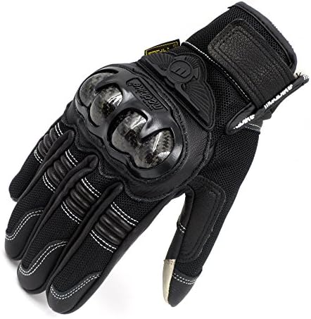 2018 New Mesh+Leather Motorcycle Riding Gloves Carbon Fiber Knuckle Summer Smart (XL)