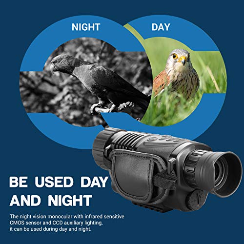ESSLNB Night Vision Monocular 5X40 Night Vision Infrared Scope HD Digital Vision Scope Take Photos and Video Playback 1.5" LCD with TF Card for Hunting Security Surveilla