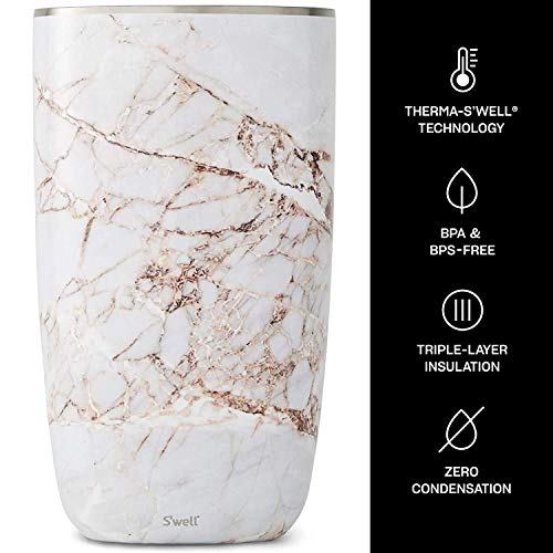 S'well Stainless Steel Wine Chiller 750ml Calacatta Gold Triple