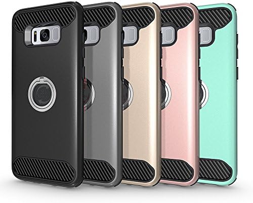 Case for Samsung S8 with Kickstand,360 Degree Rotating Ring Grip,Amagle Dual Layer Shockproof Impact Protection Case for SamsungS8 (Black)