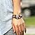Nice Buckeye Window Papercuts Antiqued Style Wood Plates Studded Adjustable Length Leather Bracelet