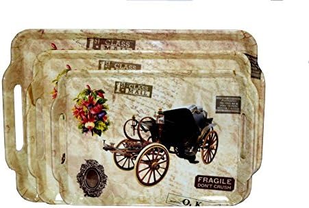 Snyter Serving Tray Set of 3 for Dining Tableware, Table Decor, Kitchen Serveware Dining Accessory, Breakfast Coffee Table Tray, Butler Serving Tray – Set of 3 (Large, Medium, Small)