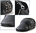 YOYEAH Individual Ivy Newsboy Cap Genuine Leather Bandage Perforation Flat Cap Men Black-1