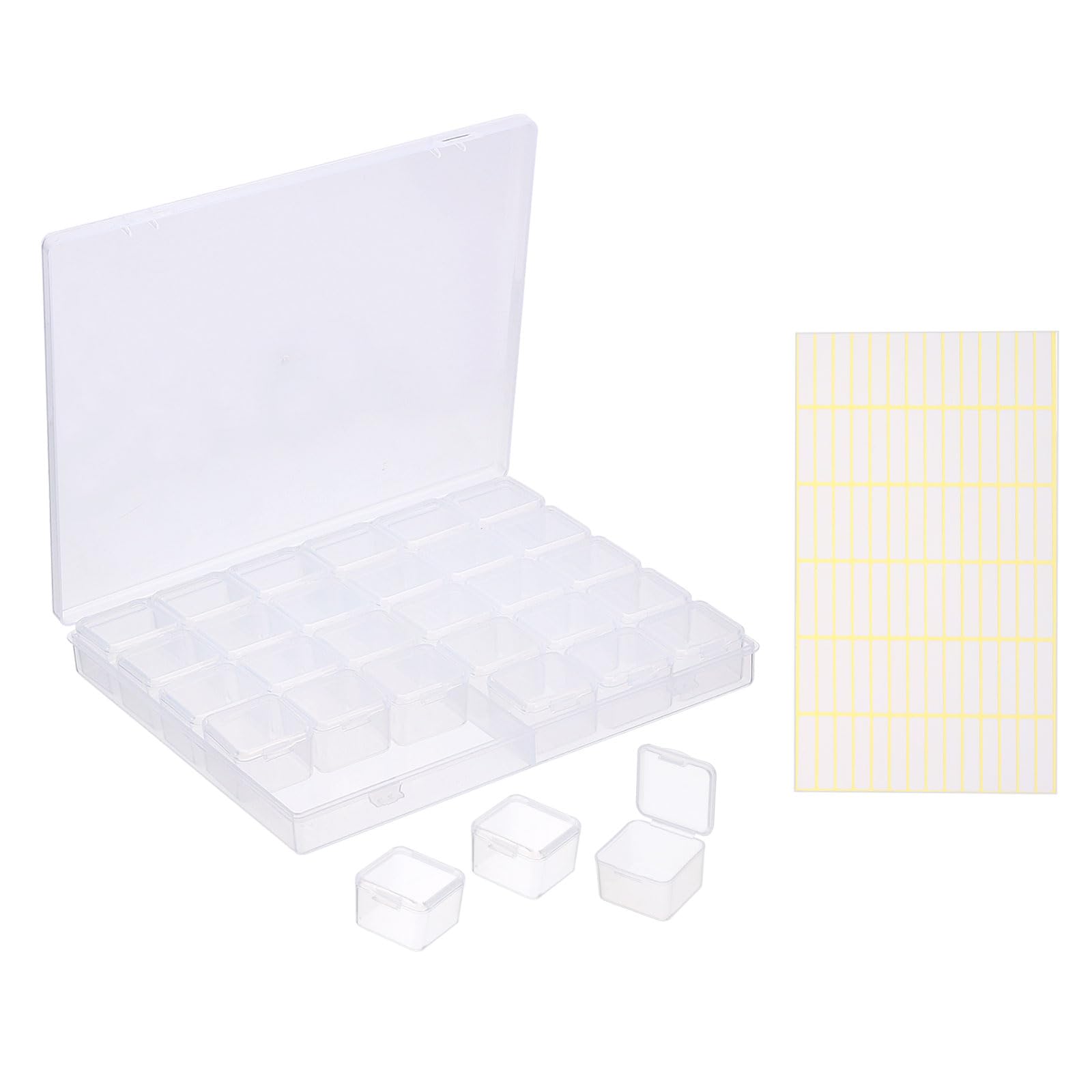 PATIKIL 8x7x1.1inch Bead Storage Containers Box, 1 Set Include Plastic Organizer Container with Hinged Lid, Label Sticker, Mini Storage Box for Bead Jewelry Making Art Craft