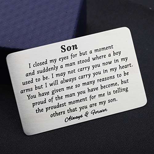Pliti To My Son Wallet Card Proud Of You Gifts I Closed My Eyes For A Moment Engraved Wallet Card For Son For Men Closed Eye Son Pricepulse