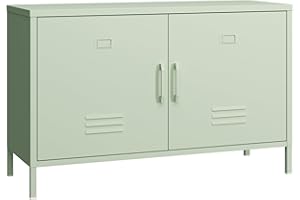 Elitehouse 2 Door Metal Accent Cabinet,Mint Green Metal Storage Cabinet with Adjustable Shelf,2-Tier Office Cabinet,Multipurpose Metal Locker Storage Cabinet for Office Home,Music Studio