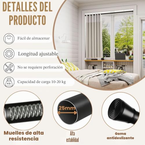 Shower Curtain Rod Extendable Shower Curtain Rod Extendable Curtain Rod and Window Black 190-360Cm Ø32mm