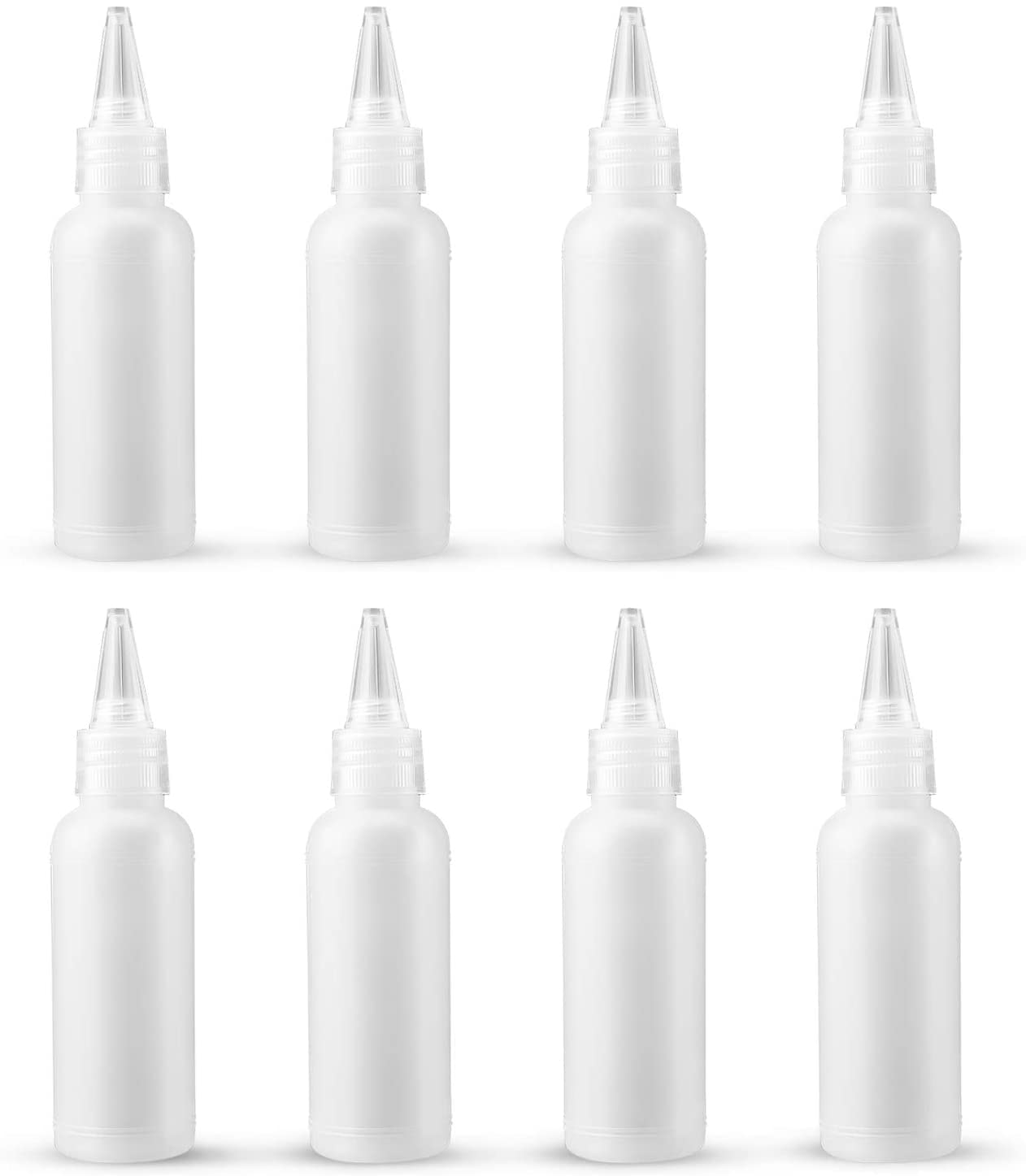 LUTER 8 Pieces 2oz Clear Plastic Small Squeeze Bottles Mini Empty Bottle for Paint, DIY, Art, Liquids, Lotion, Craft, Glue, Airline Travel