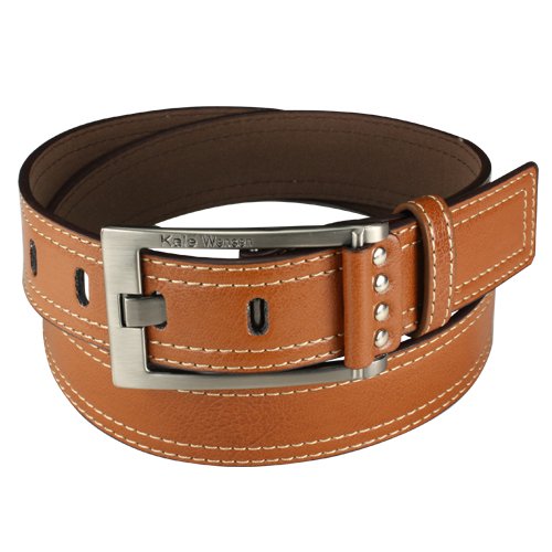 Double Stitched Edge Wide Belt - Brown