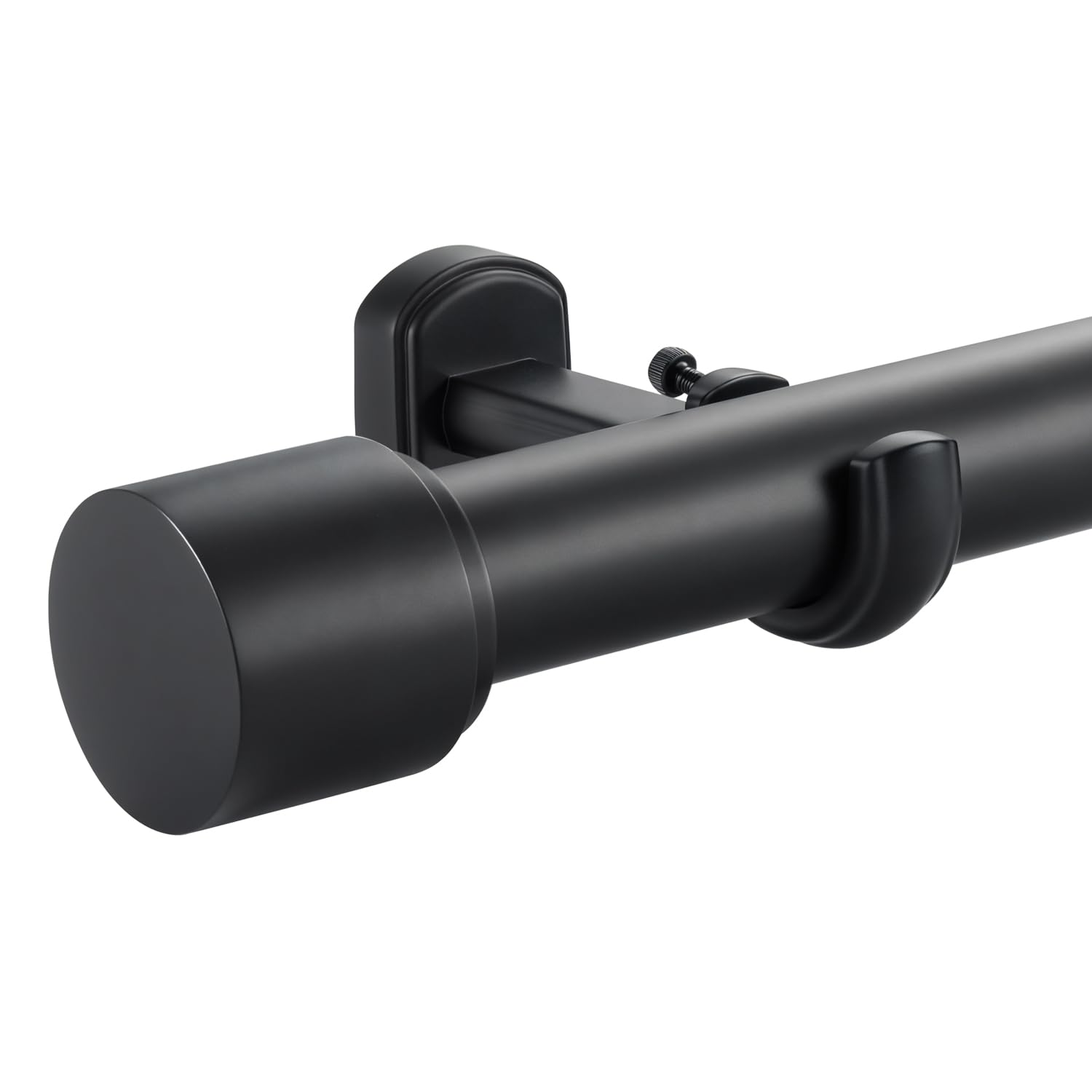Photo 1 of 1 1/8 Inch Diameter Curtain Rods, 72-144” Telescoping Large Single Window Drapery Rod Heavy Duty With Adjustable Modern Brackets, Matte Black