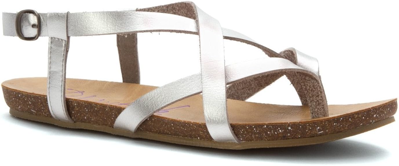 Amazon.com | Blowfish Women's Granola Fisherman Sandal, Silver Dyecut Pu, 9 | Flats
