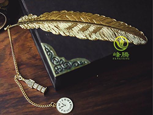 Bookmark, Metal Feather Plumage (Golden Clock)