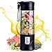 Portable blender, Mini Fruit Juicer Cup, Personal Small Electric Juice Mixer Machine with USB Rechargeable 4000mAh Battery Powered 420ML Travel Bottle (Black)
