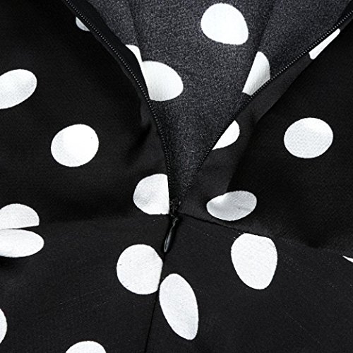 Women's Loose Casual Sleeveless Chiffon O-Neck Dot Print Ruffles Blouse Tops (Black, XL) - Thumbnail 3