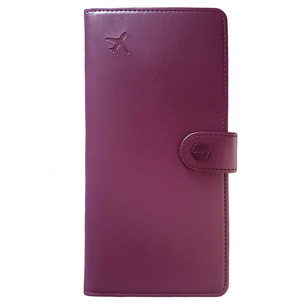 Passport Case RFID Blocking Travel Wallet Passport Holder Cover PU Leather Slim Purple