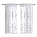 DWCN White Sheer Curtains Floral Embroidered Faux Linen Voile Window Rod Pocket Curtain for Bedroom Set of 2 Panels,52x63 inches Long