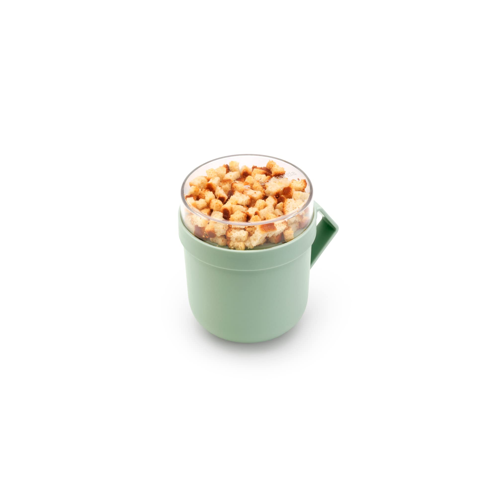 Brabantia - Make & Take Soup Mug 0.6L - with Screw-On Toppings Container (180 ml) & Handle - Leakproof - Large Opening - Suitable for Freezer - Dishwasher & Microwave Safe - Jade Green — image 1