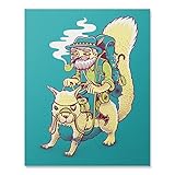 Funny Pirate Squirrel Prospector Art Print Cool Backpacking Hiking Camping Outdoor Wilderness Poster Smoking Pipe Animal Travel Illustration Home Decor 8 x 10 Inches