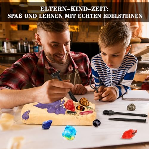 Greek Science My First Mega Excavation Set for Kids, 15 Real Crystals and Gemstones, STEM Science Toy Gift for Boys and Girls