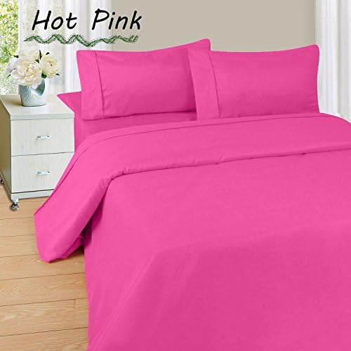 Premium Hotel Grade 1-PC Duvet Cover/Quilt Cover 600-Thread-Count 100% Egyptian Cotton Solid/Plain Pattern (Queen, Hot Pink) ~ Egyptian Park