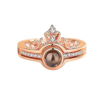 Amazon Com Zoepets Ring Two In One Diamond Lady Ring Mother S Day Crown Diamond Ring Adjustable Size Women Jewelry Beauty