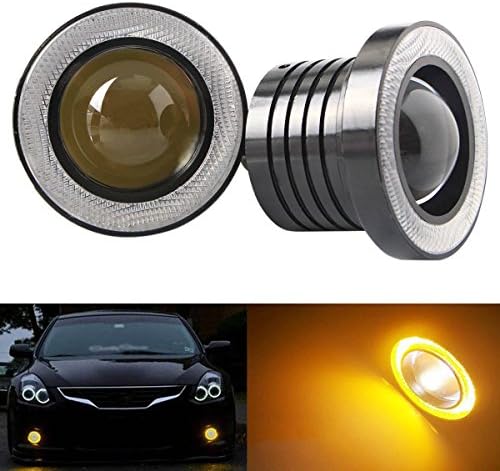 Diaoaokiss 2.5/3/3.5" Car LED Fog Lights Angel Eyes Halo Ring DRL Driving Bulbs(2pcs, 6 colors for choice) (3.5inch, Yellow)