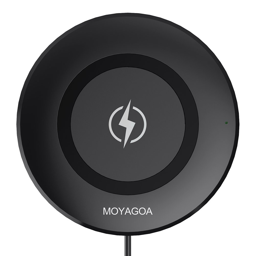 MOYAGOA Qi Certified Wireless Charging Pad (black). Protects your device from overheating. For iPhone X, iPhone 8 Plus, iPhone 8, Samsung Galaxy Note 8, S8, S8 Plus, S7 Edge S7, S6 Edge Plus, Note 8,