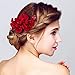 Meiysh Handmade Flower Side Hair Comb Bridal Headpiece Wedding Accessories-Wine red