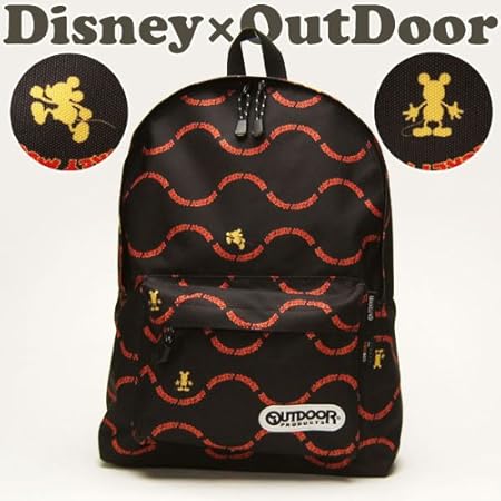 Amazon Co Jp Disney Outdoor デイパック リュックサック バックパック ブラック ロゴ ミッキーマウス ディズニー アウトドア コラボレーション おもちゃ