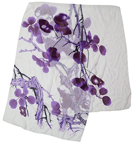 Alysee Women Chinese Classic Style Print Chiffon Long Scarf Shawl Wrap Color Grape
