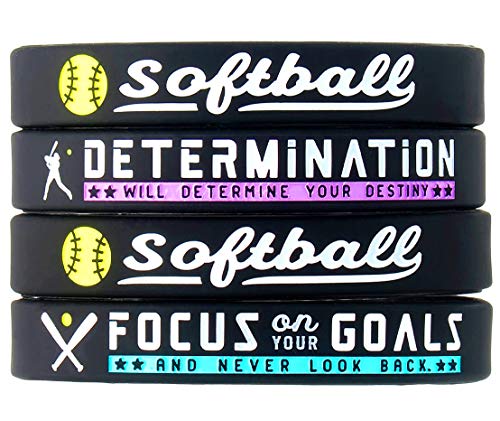 12-Pack-Softball-Bracelets-with-Motivational-Sports-Quotes-Wholesale-Pack-of-12-Silicone-Rubber-Wristbands-for-Bulk-Softball-Team-Gifts-and-Party-Favors-for-Boys-Girls-Men-Women