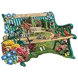 Bits and Pieces - 750 Piece Shaped Puzzle - The Garden Bench, Cardinals - by Artist Alan Giana - 750 pc Jigsaw