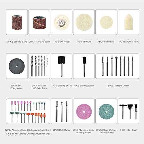 Longmate 300 PCS Rotary Tool Accessories Kit Universal Fitment for Easy Cutting, Carving, Grinding, Sanding and Polishing