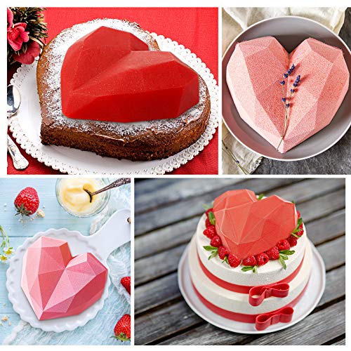 Diamond Heart Mousse Cake Mold Trays Inch Silicone Baking Pan