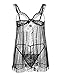 Svuencio Womens Sexy Two Piece Polka Dot Mesh Cupless Dress Babydoll Lingerie Set,Black,Medium