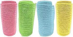Set of 4 Decorative Mesh Rolls! 4 Assorted Easter Themed Colors! - 6