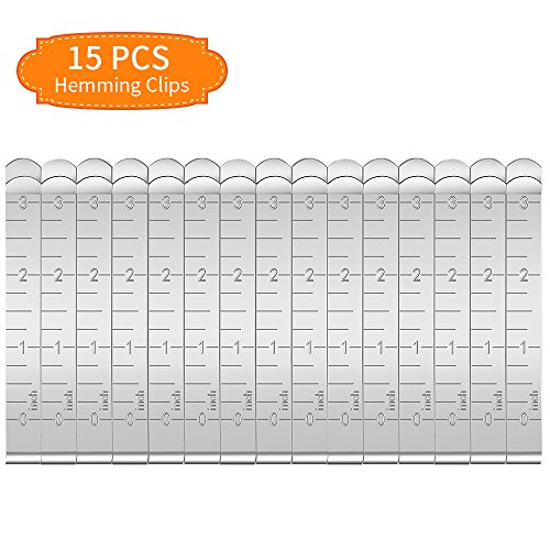 MumCraft Quilting Supplies Set of 15 Stainless Steel Hemming Clips 3 Inches Measurement Ruler Sewing Clips for Wonder Clips, Pinning and Marking Sewing Project
