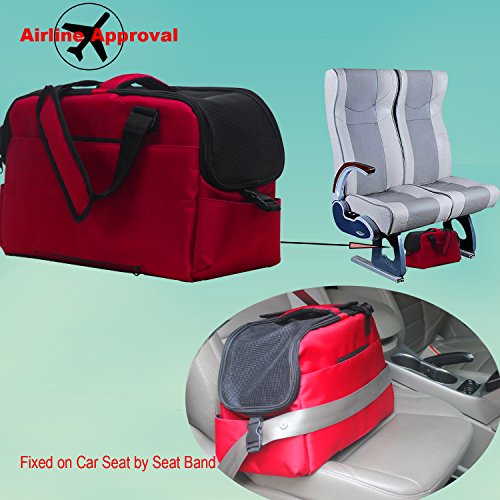 Orionstar Small Pet Carrier Bag TSA Airline Approved for Little Dog Cat Up to 13lb, Heavy Duty Portable & Foldable Soft Sided Travel Sling & Handle Tote Bag with Pocket and Removable Bottom Pad, Red