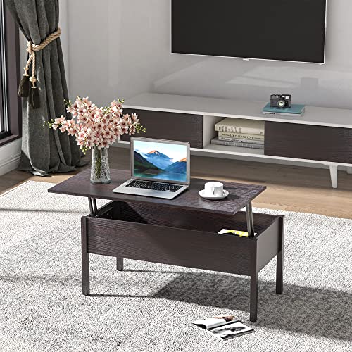 39" Modern Lift Top Coffee Table Desk with Hidden Storage