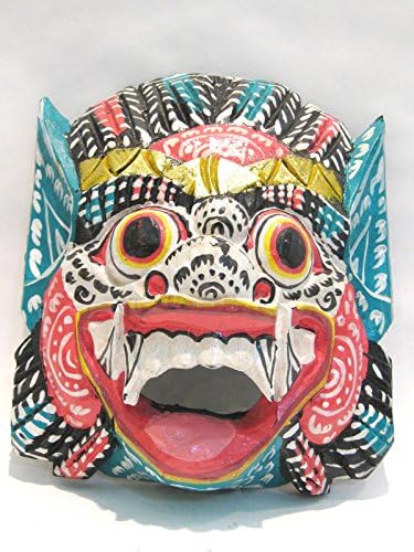 Wooden Barong Mask Hand Carved Wood Bali Wall Decor Art #5239