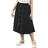 GORLYA Girls A-Line Elastic High Waist Pleated Swing Maxi Skirt with Pockets for 4-14T