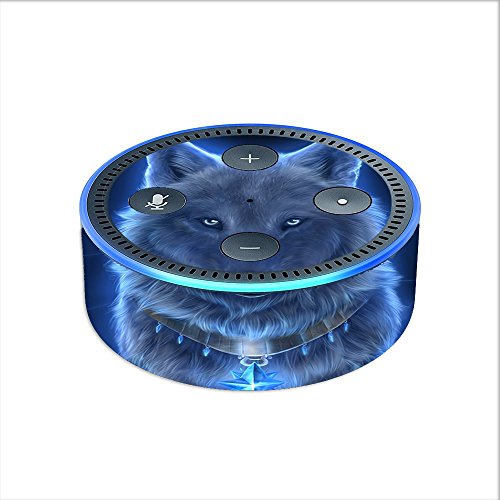 Skin-Decal-Vinyl-Wrap-for-Amazon-Echo-Dot-2-stickers-skins-cover-2nd-generation-Glowing-Celestial-Wolf