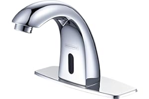 BODQEMR Touchless Bathroom Faucet - Automatic Motion Sensor Sink Faucets with Hole Cover Plate and Temperature Mixer, No-Touch Faucets Hands-Free Basin Smart Tap (Chrome) (202D)